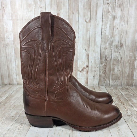 Tecovas Other - Tecovas The Cartwright‎ Bourbon Calfskin Leather Cowboy Boots Mens 10.5 D Round